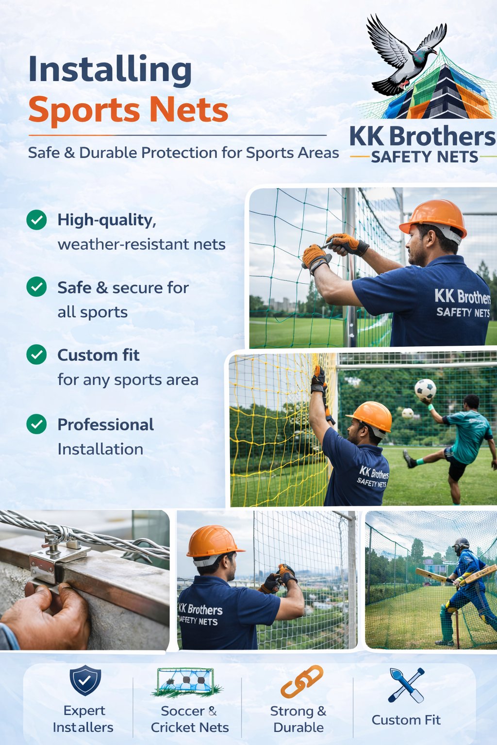 Installing Sports Nets Chennai - KK Brothers